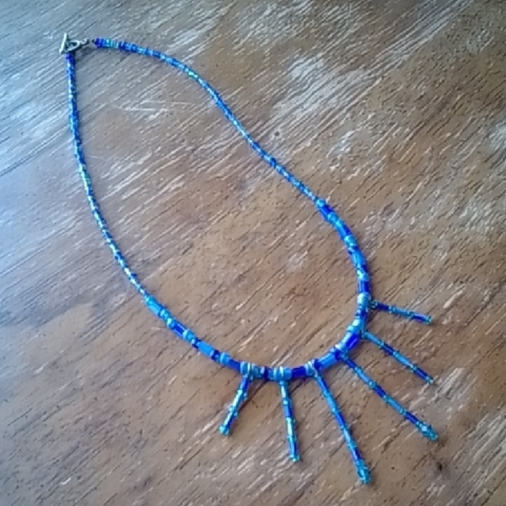 Handmade Blue Beaded Necklace!!!!